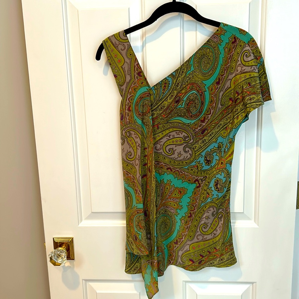 Splendid by Tracy Reese Asymmetrical Paisley Silk Blouse size S